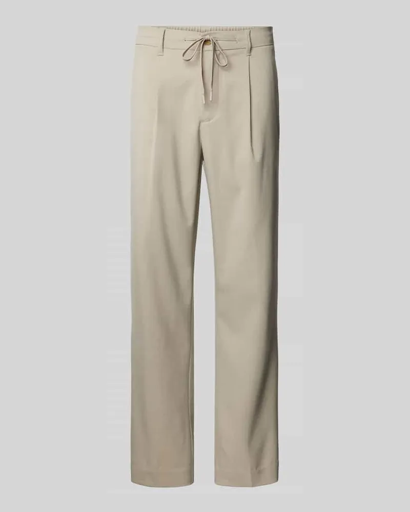 Selected Homme Regular Tapered Fit Bundfaltenhose mit Tunnelzug Modell 'LEROY Beige