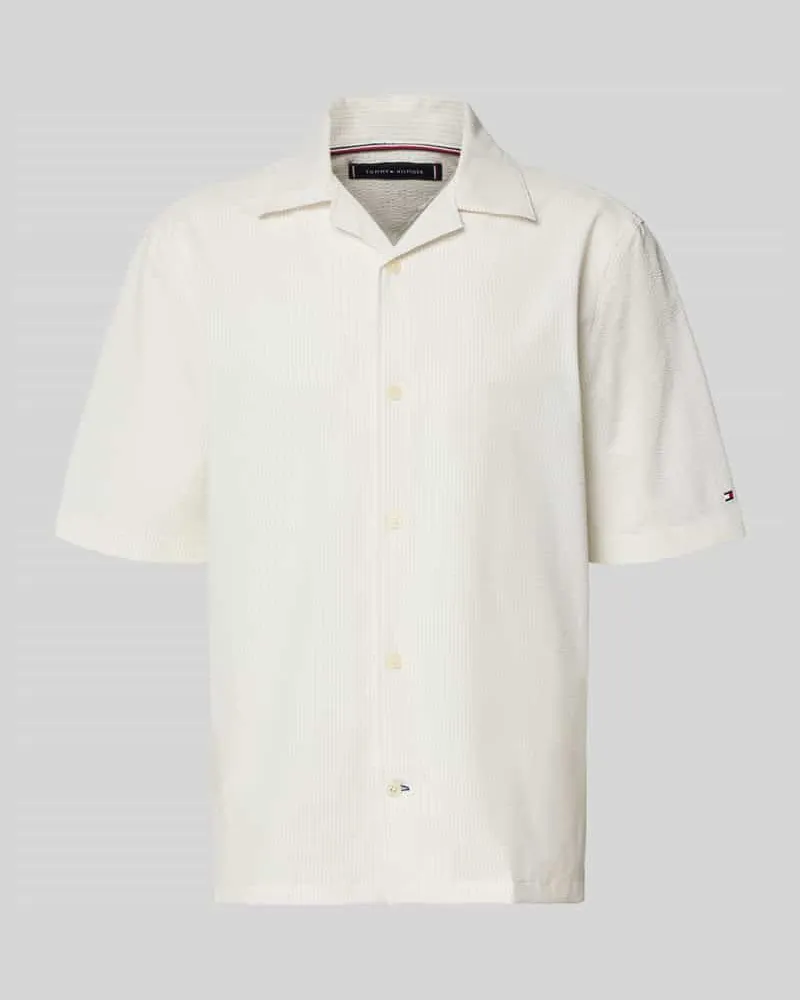 Tommy Hilfiger Relaxed Fit Freizeithemd aus Seersucker-Material Offwhite