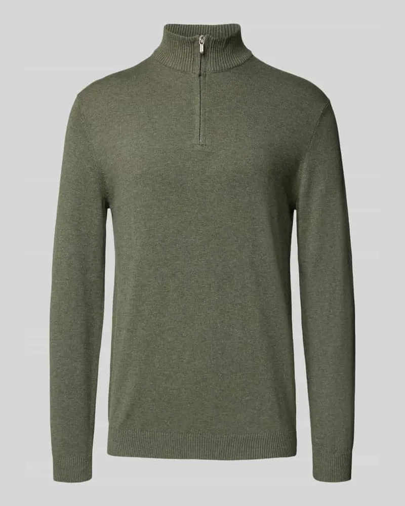 Only & Sons Regular Fit Troyer aus Baumwoll-Viskose-Mix Modell 'LOUI Mittelgrau