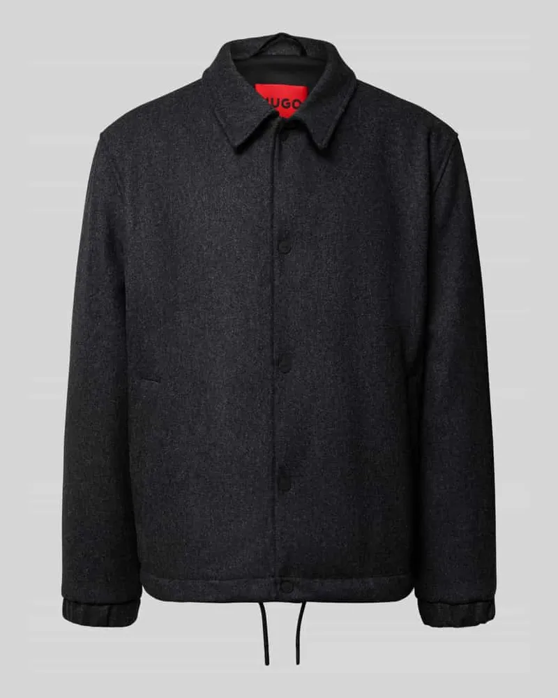 HUGO BOSS Regular Fit Kurzmantel aus Schurwoll-Mix Modell 'BAKS Anthrazit