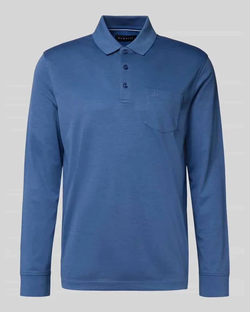 Bugatti Poloshirt mit Label-Stitching Jeansblau