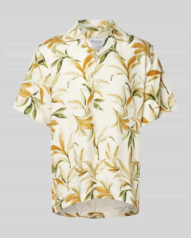 Selected Homme Regular Fit Freizeithemd aus Lyocell-Leinen-Mix Modell 'NOA Offwhite