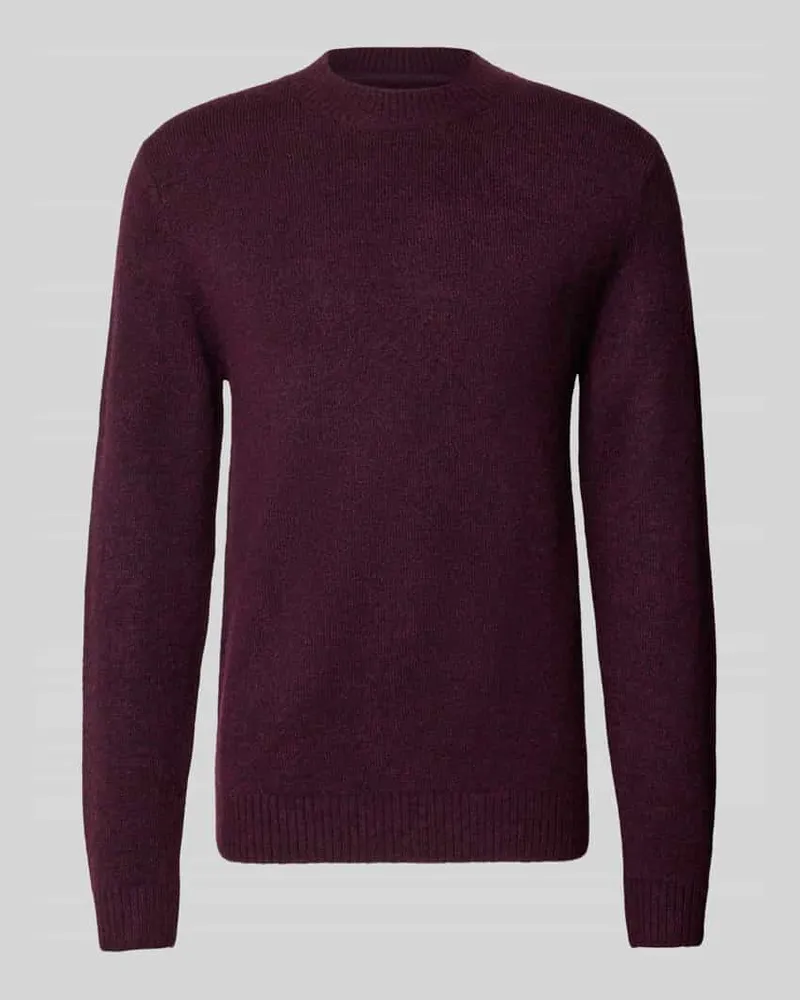 McNeal Regular Fit Strickpullover mit gerippten Abschlüssen Dunkelrot