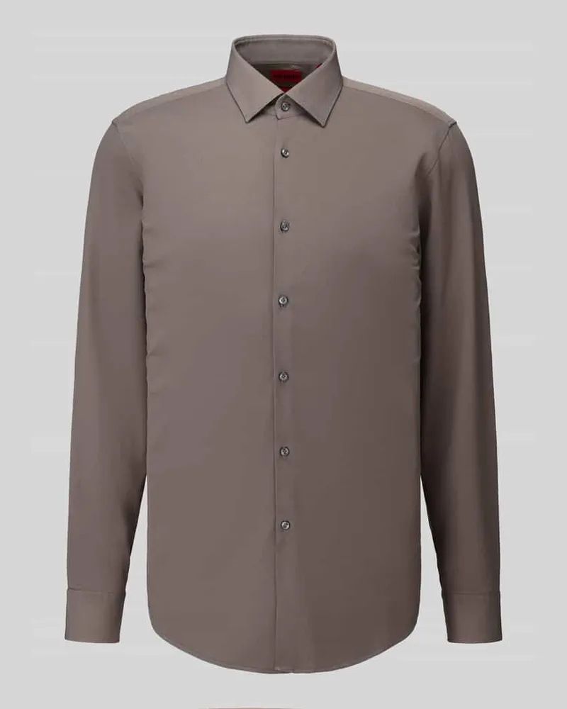 HUGO BOSS Businesshemd mit Kentkragen Modell 'Kenno Dunkelbraun