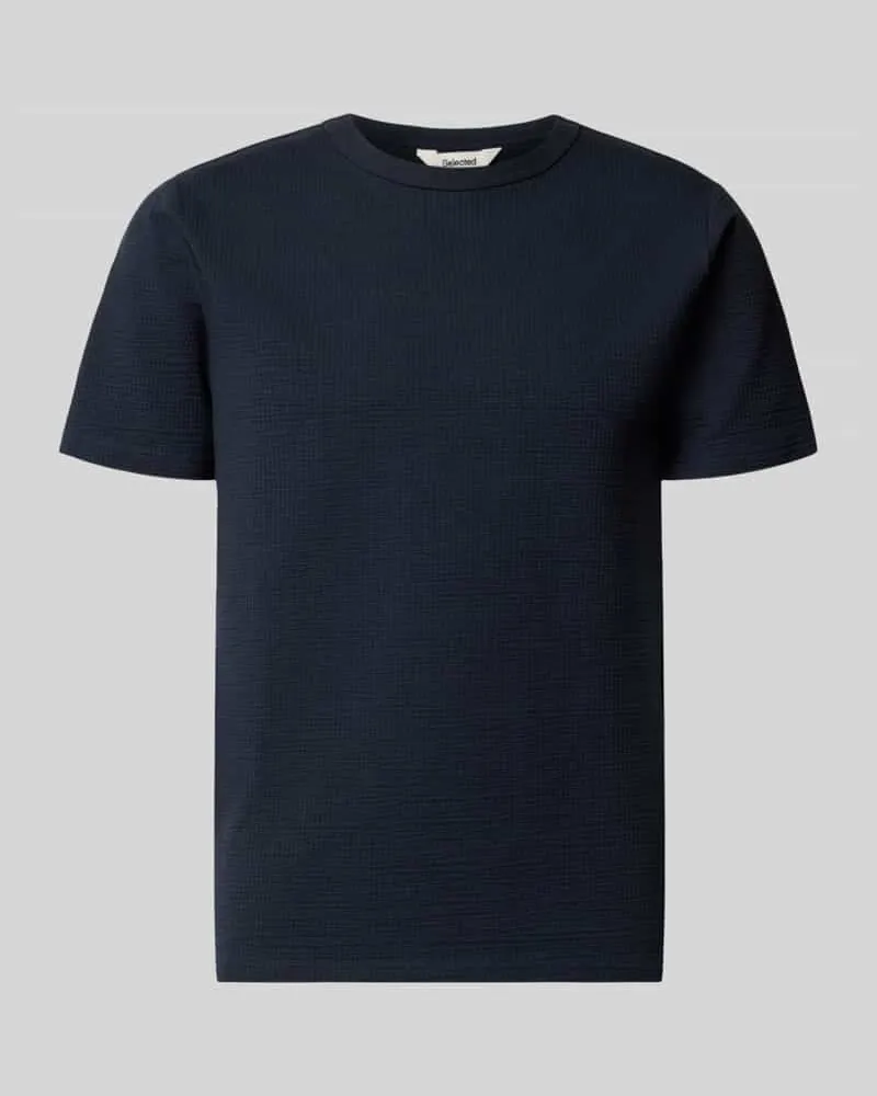 Selected Homme Regular Fit T-Shirt aus Baumwoll-Mix Modell 'SANDER Marine