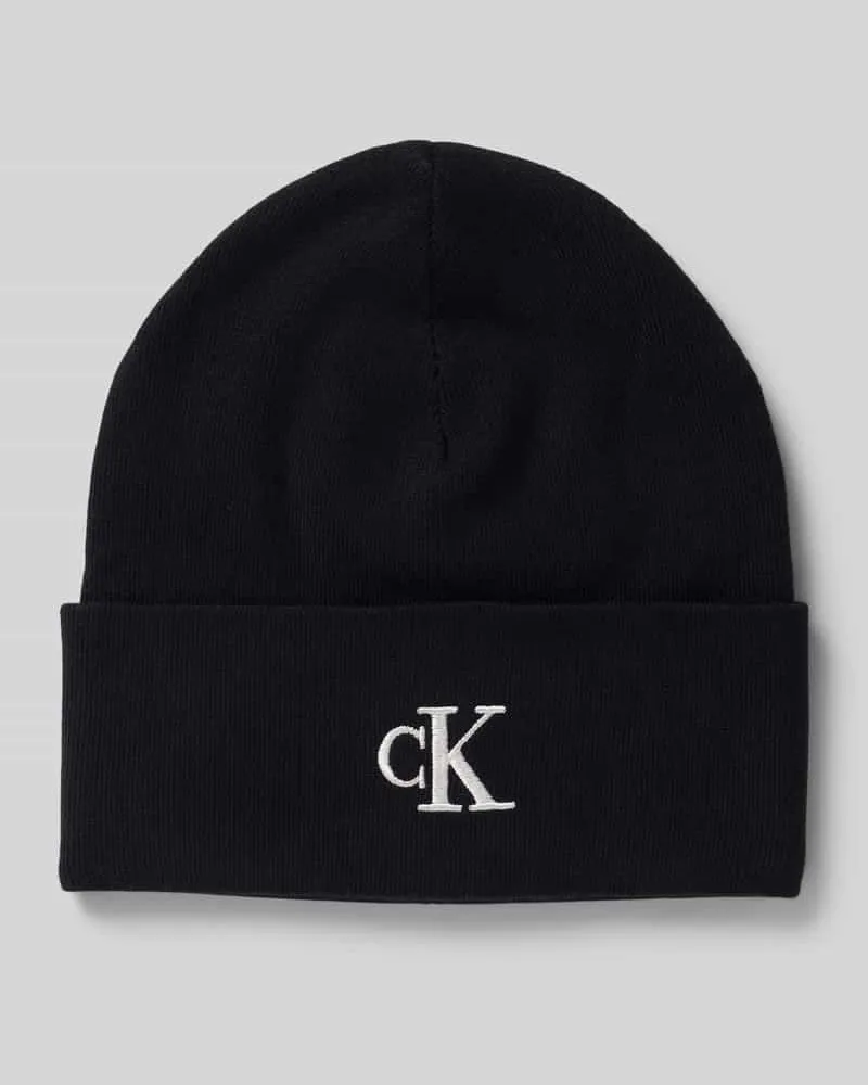 Calvin Klein Beanie aus Viskose-Mix mit Logo-Stitching 