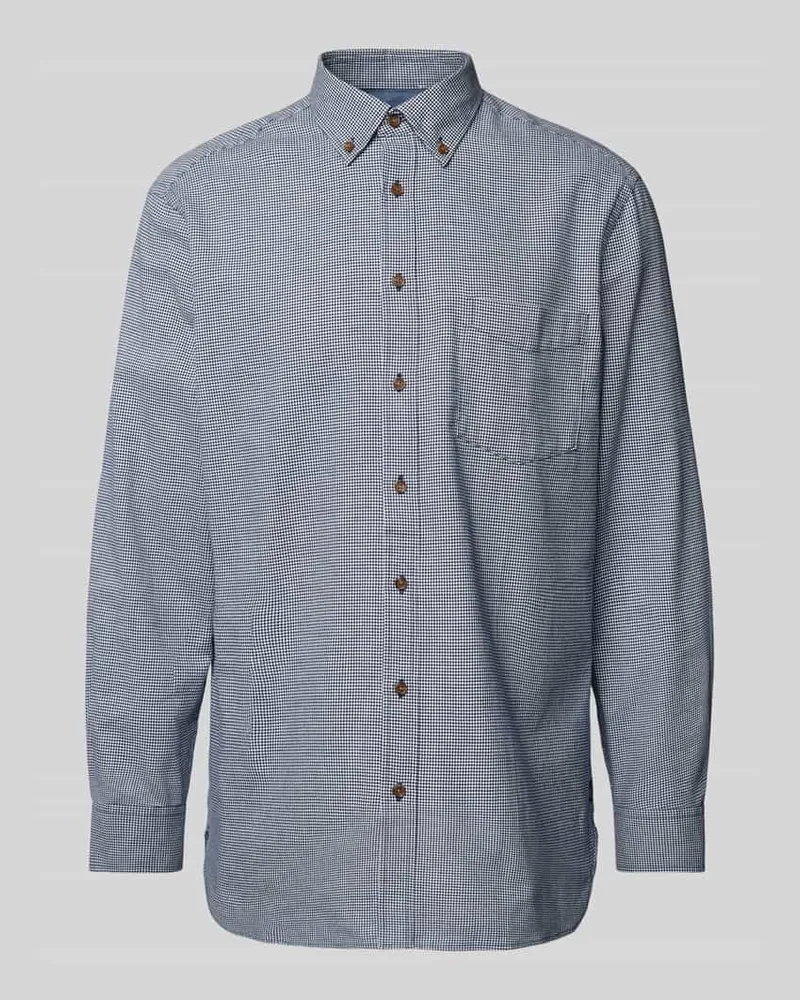 Christian Berg Light-Flanellhemd mit Button-Down-Kragen Marine