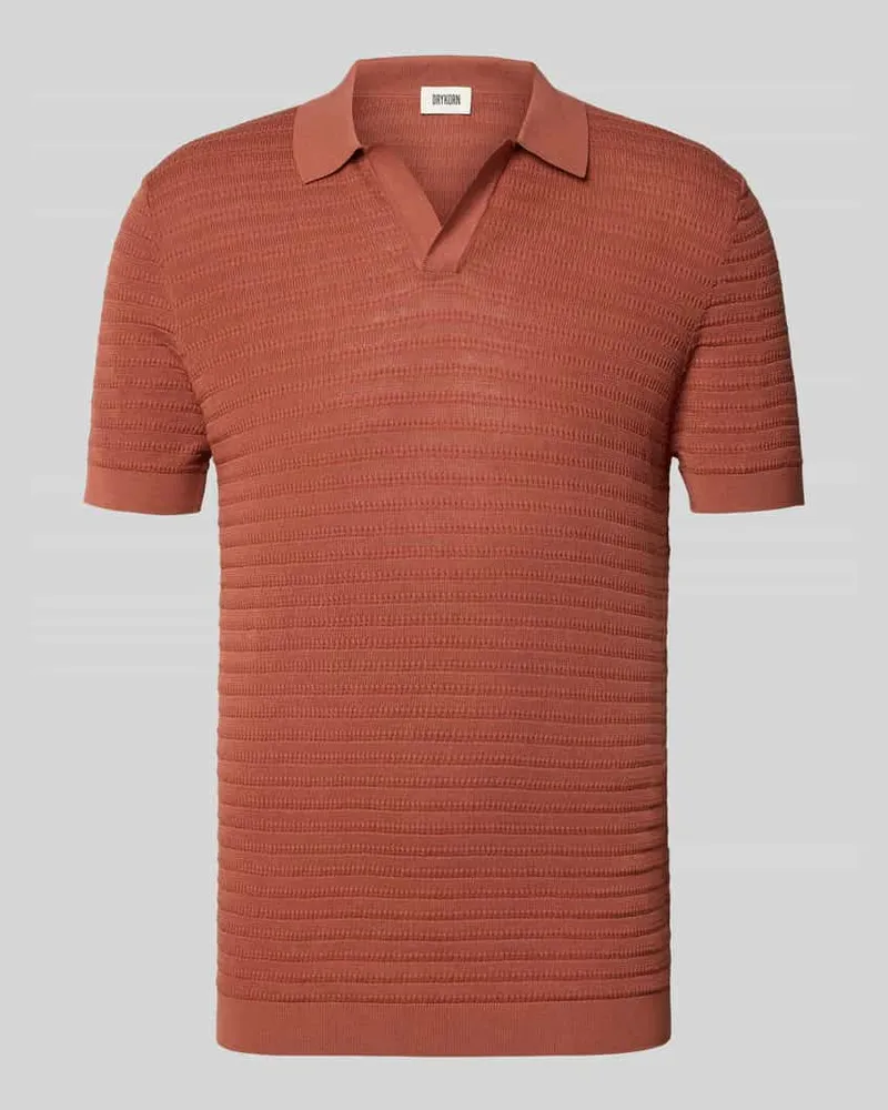 Drykorn Slim Fit Poloshirt mit V-Ausschnitt Modell 'Braian Rostrot