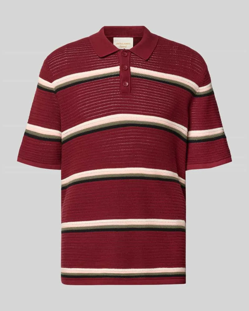Jack & Jones Regular Fit Poloshirt mit Streifenmuster Modell 'MAINE Dunkelrot