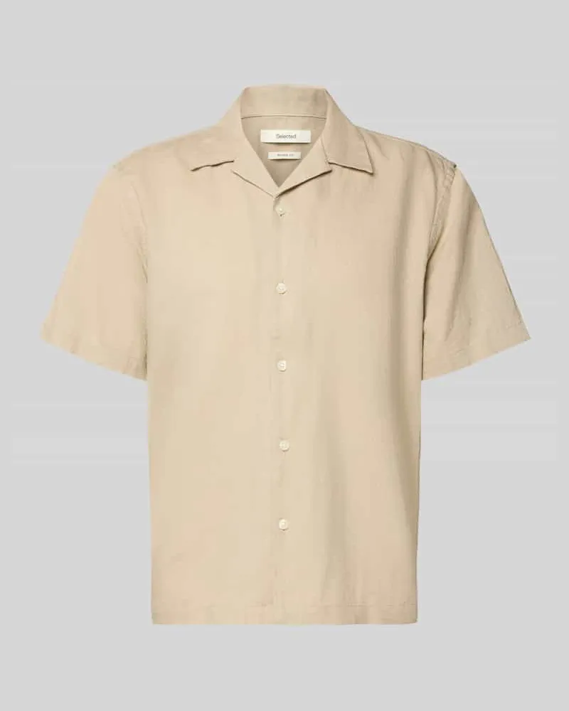 Selected Homme Relaxed Fit Freizeithemd aus Leinen-Baumwoll-Mix Modell 'RLXCLAY Sand
