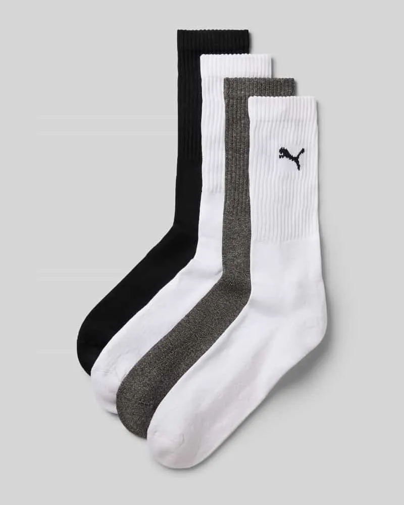 Puma Socken mit Logo-Stitching im 4er-Pack Mittelgrau