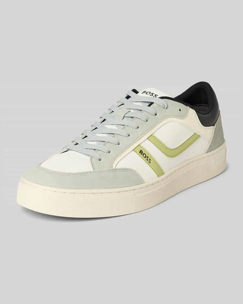 HUGO BOSS Low Top Sneaker mit Label-Prägung Modell 'RHYS_TENN_PUMI Hellgrau
