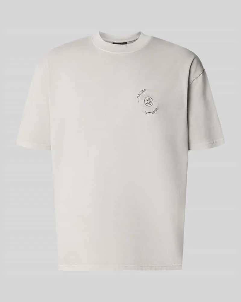 PEGADOR Oversized T-Shirt mit Label-Print Modell 'Nuevo Hellgrau