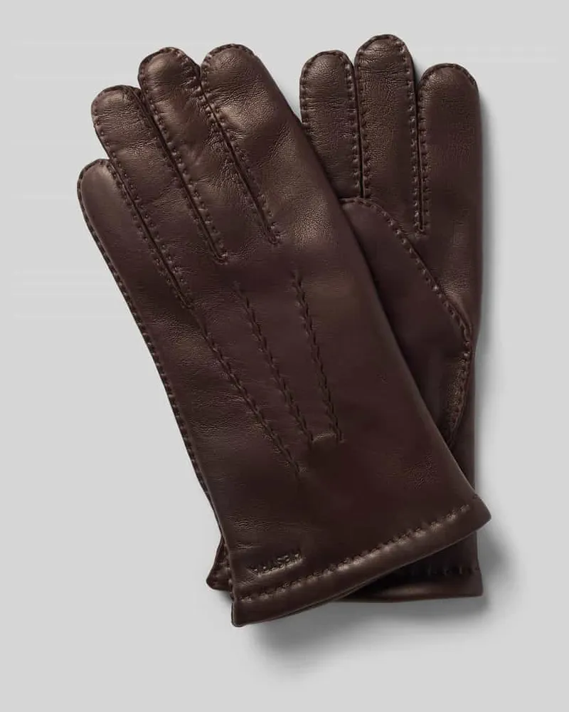Hestra Handschuhe aus echtem Leder Modell 'Edward Hellbraun