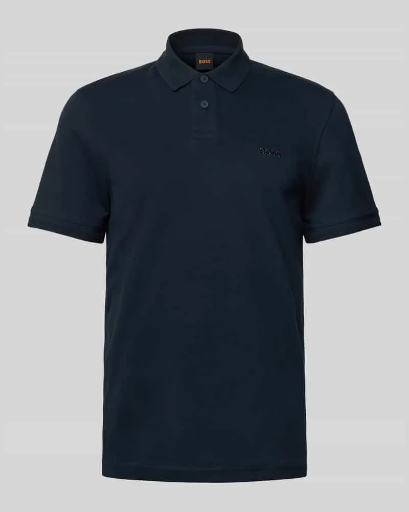 HUGO BOSS Regular Fit Poloshirt mit Label-Stitching Modell 'Interlock Dunkelblau
