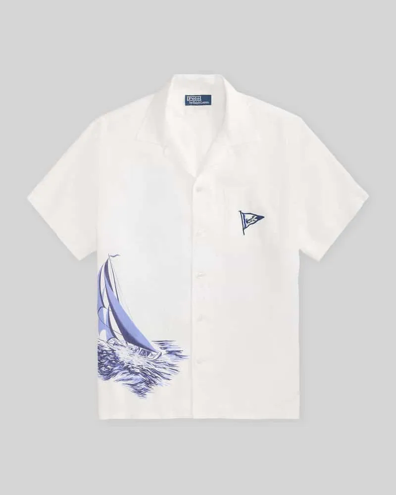 Ralph Lauren Loose Fit Freizeithemd aus reinem Leinen Offwhite