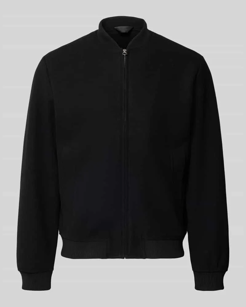 Jack & Jones Relaxed Fit Bomberjacke mit Stehkragen Modell 'JAMES Black