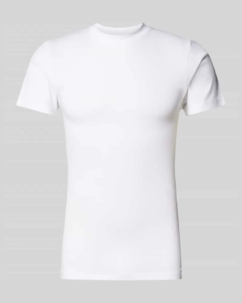 Mey T-Shirt mit geripptem Rundhalsausschnitt Modell 'NOBLESSE Weiss