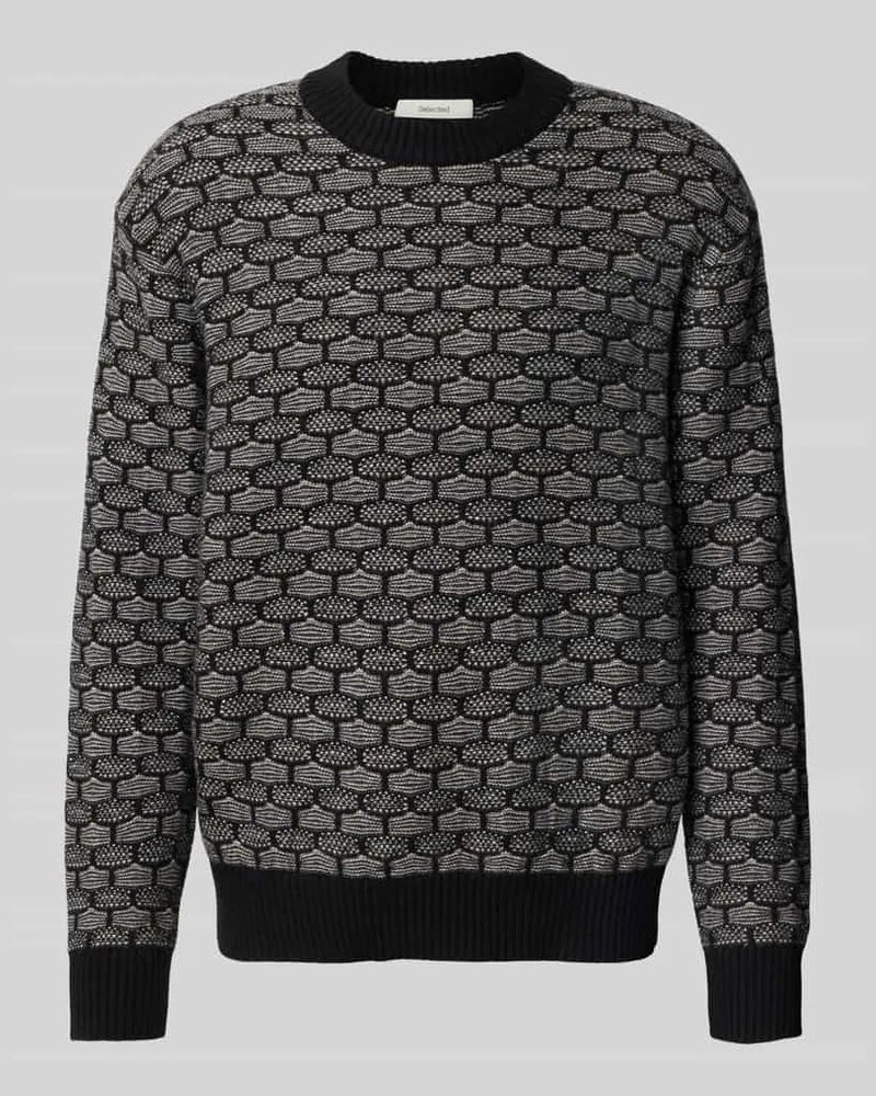 Selected Homme Relaxed Fit Strickpullover aus Woll-Mix Modell 'KEITH Black