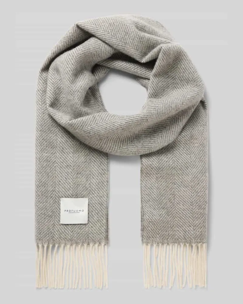 Profuomo Schal mit Label-Detail und Fransen Marine