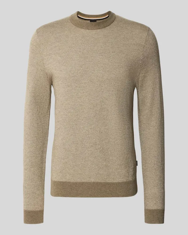HUGO BOSS Regular Fit Strickpullover aus Baumwoll-Schurwoll-Mix Modell 'HESTRO Schlamm
