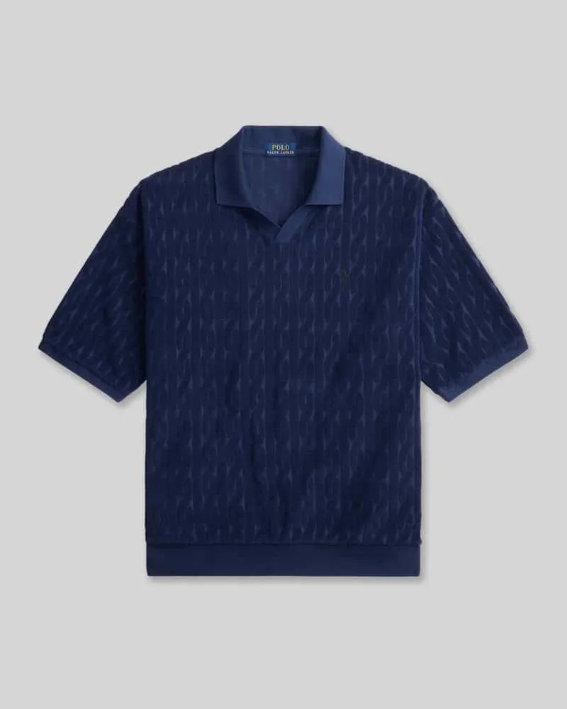 Ralph Lauren Relaxed Fit Poloshirt aus reiner Baumwolle in Strick-Optik Marine