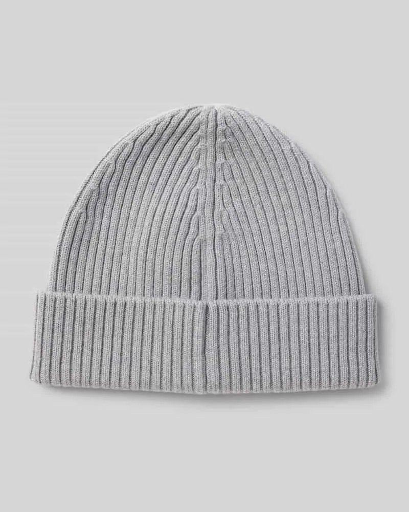 HUGO BOSS Beanie aus reiner gerippter Schurwolle Modell 'XOLA Hellgrau