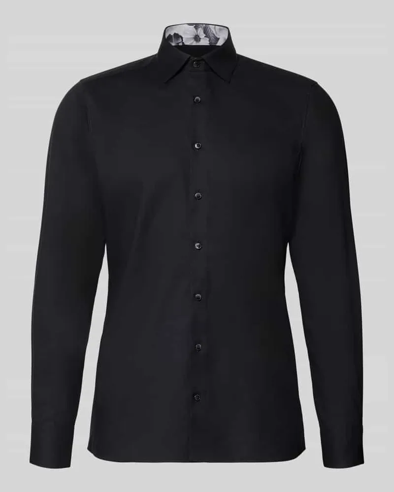 Olymp Slim Fit Business Hemd aus Baumwolle mit Kentkragen Anthrazit