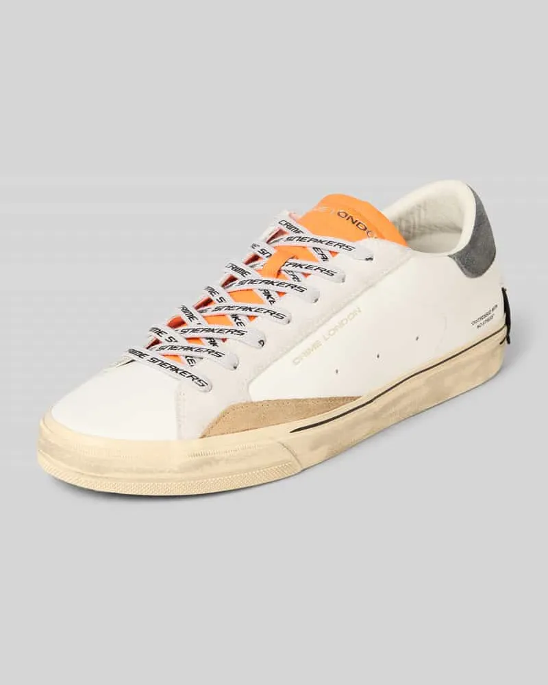 Crime Sneaker aus echtem Rindsleder Modell 'Distressed Weiss