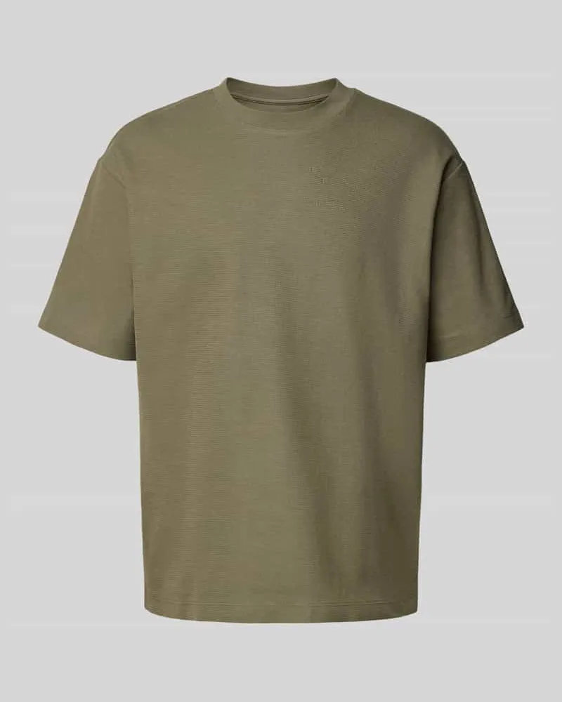 McNeal T-Shirt mit geripptem Rundhalsausschnitt Oliv