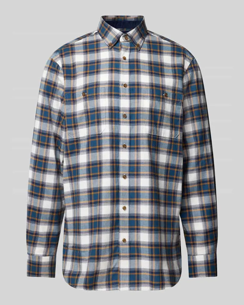 Christian Berg Light-Flanellhemd mit Button-Down-Kragen Petrol