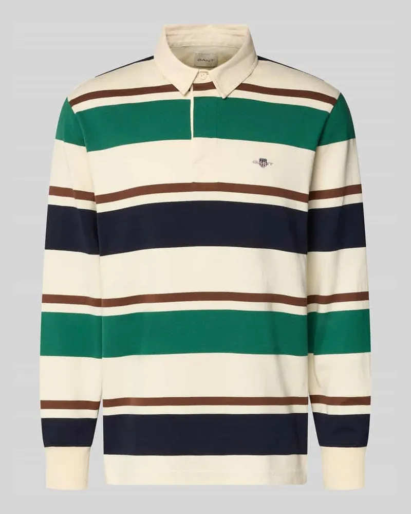Gant Sweatshirt mit Polokragen und Label-Stitching Offwhite