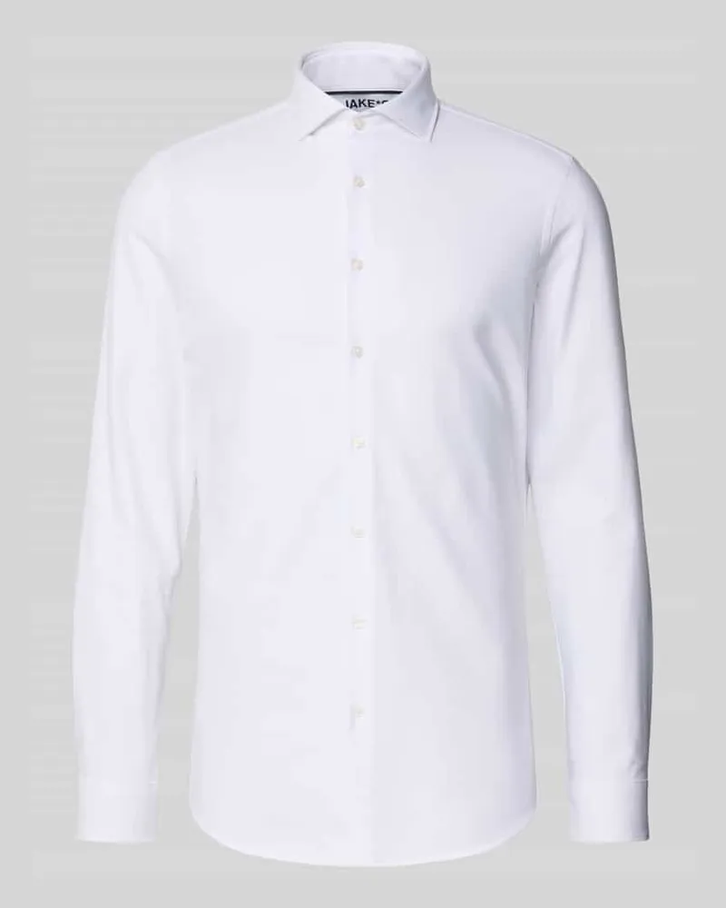 JAKE*S Super Slim Fit Businesshemd aus Baumwoll-Mix Weiss