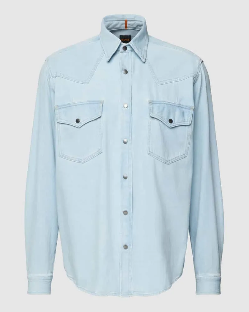 HUGO BOSS Regular Fit Jeanshemd aus reiner Baumwolle Modell 'LEBOP 