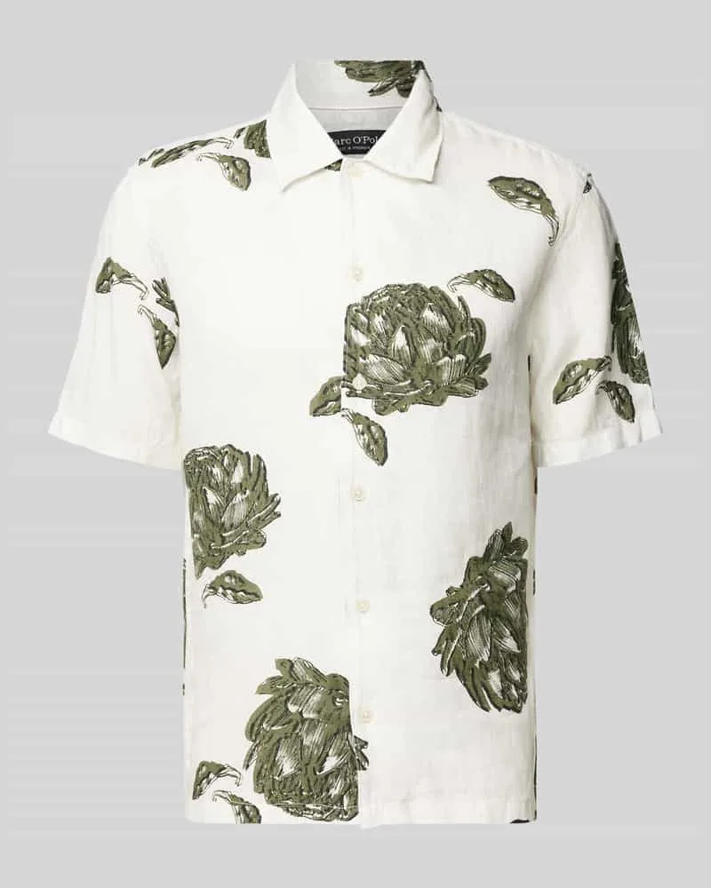 Marc O'Polo Regular Fit Leinenhemd mit Motiv-Print 
