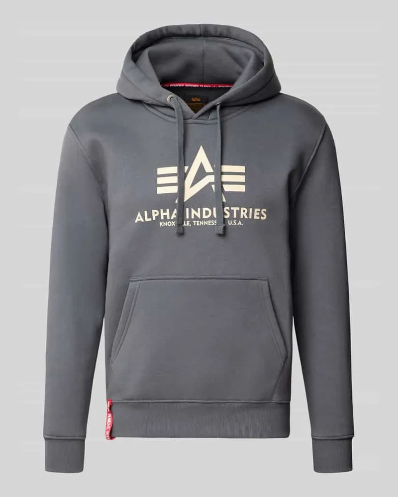 Alpha Industries Regular Fit Hoodie aus Baumwoll-Mix mit Logo-Print Dunkelgrau