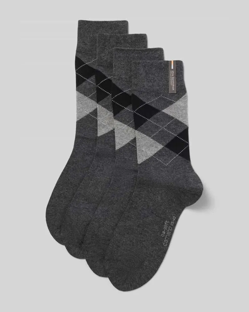 Camano Socken aus Baumwoll-Mix mit Logo-Stitching im 4er-Pack Anthrazit