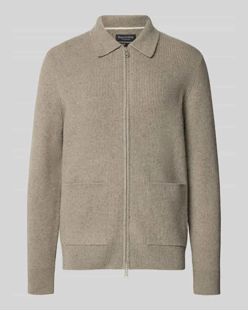 Marc O'Polo Strickjacke mit Zweiwege Reißverschluss Mittelgrau