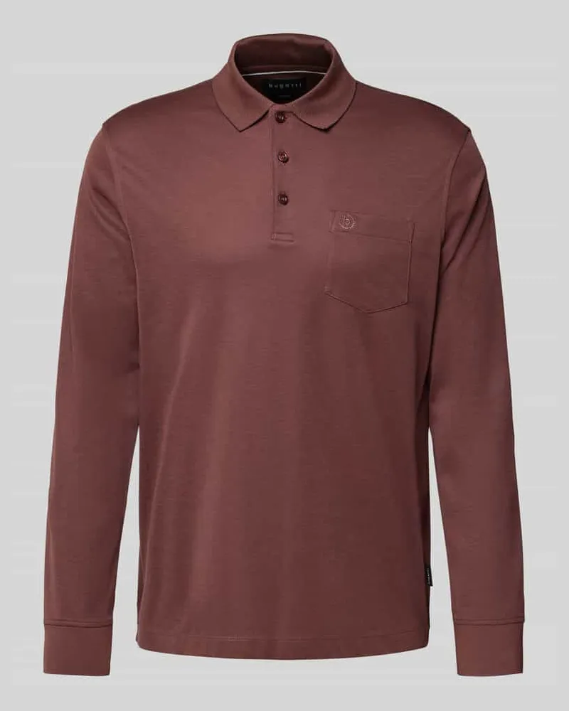 Bugatti Poloshirt mit Label-Stitching Bordeaux