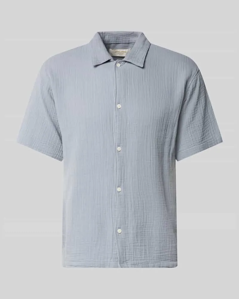 Jack & Jones Regular Fit Freizeithemd mit Kentkragen Rauchblau