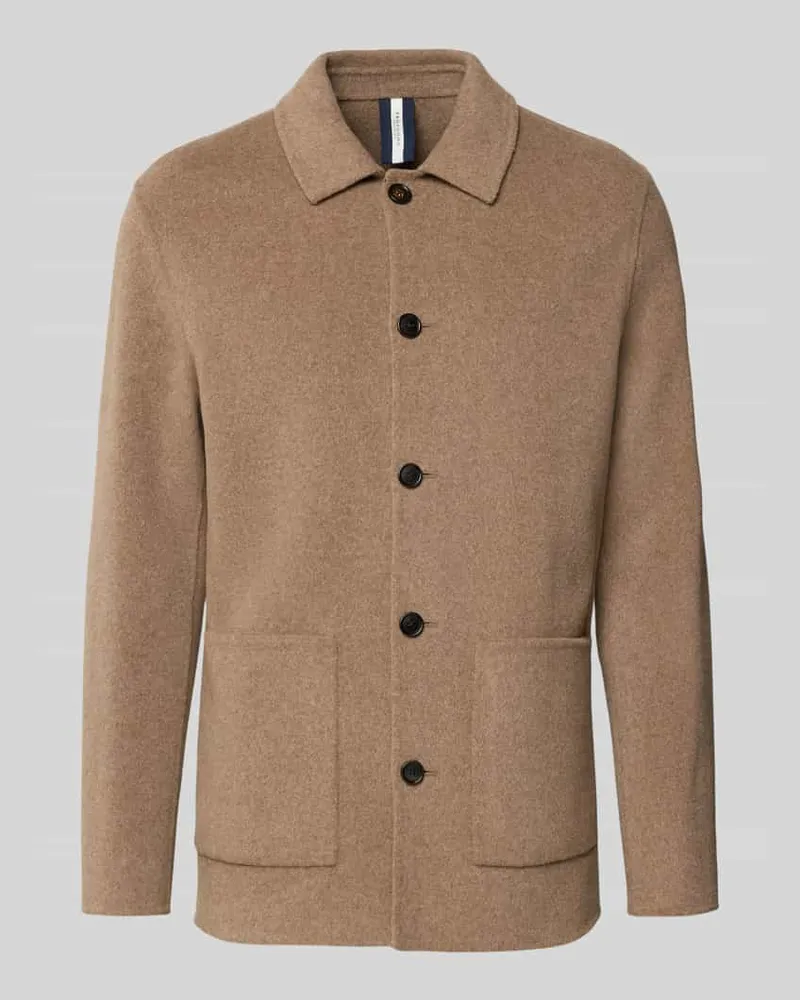Profuomo Hemdjacke aus Wolle mit aufgesetzten Taschen Mittelbraun