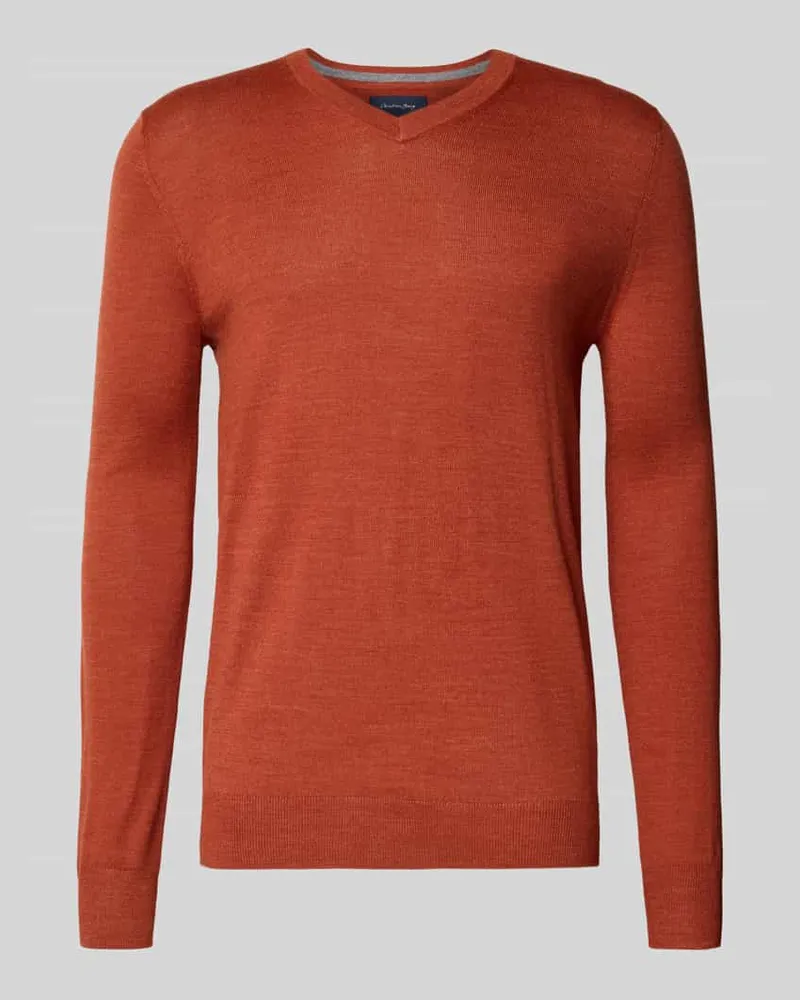 Christian Berg Strickpullover aus Woll-Mix mit V-Ausschnitt 