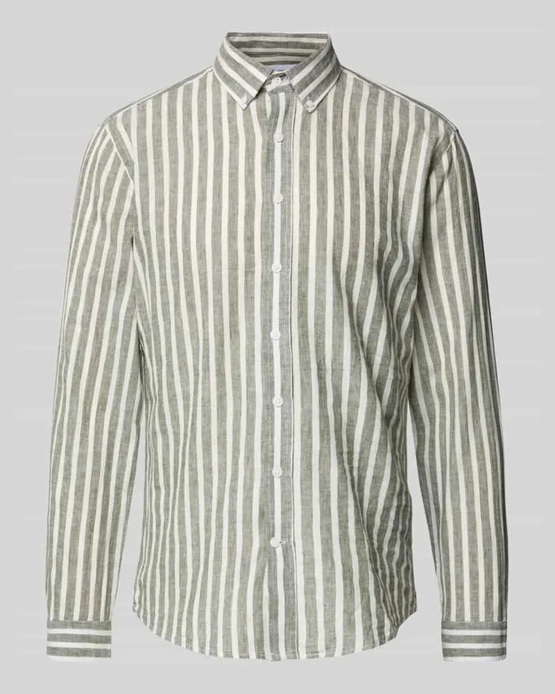 Lindbergh Slim Fit Freizeithemd aus Leinen-Baumwoll-Mix 