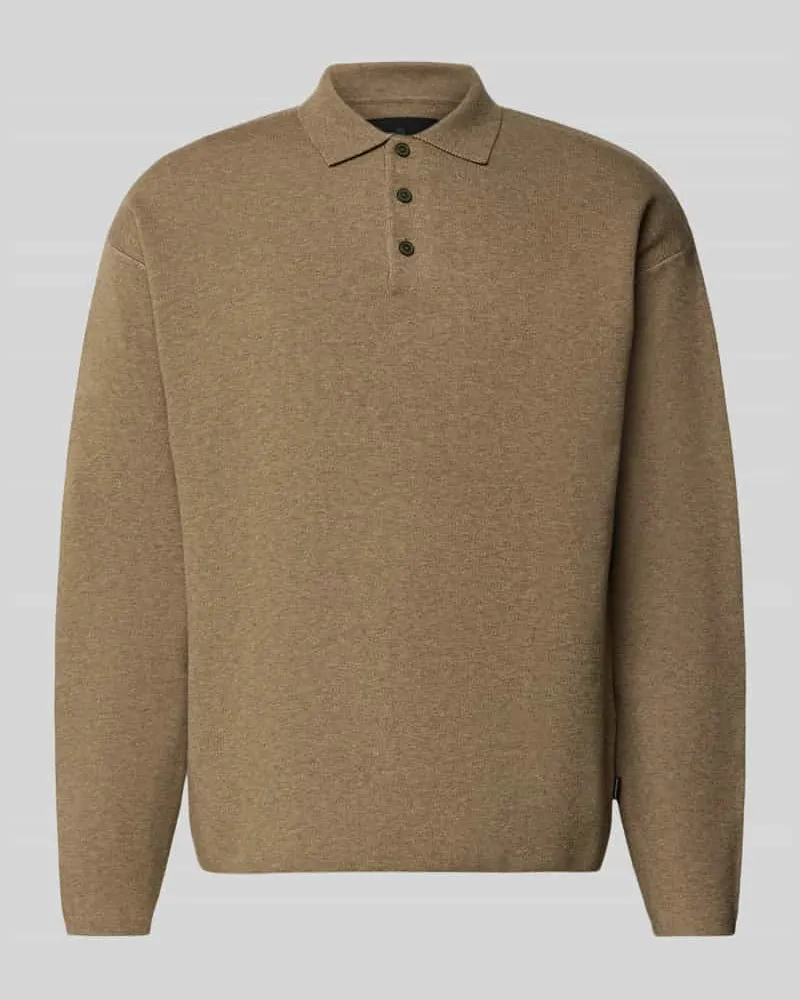 Jack & Jones Strickpullover mit Polokragen Modell 'BLABRADFORT Hellbraun