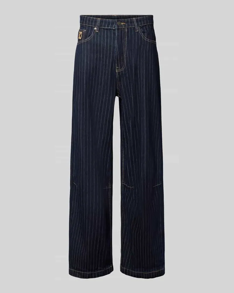 Karl Kani Baggy Jeans im 5-Pocket-Design mit Logo-Stitching Dunkelblau