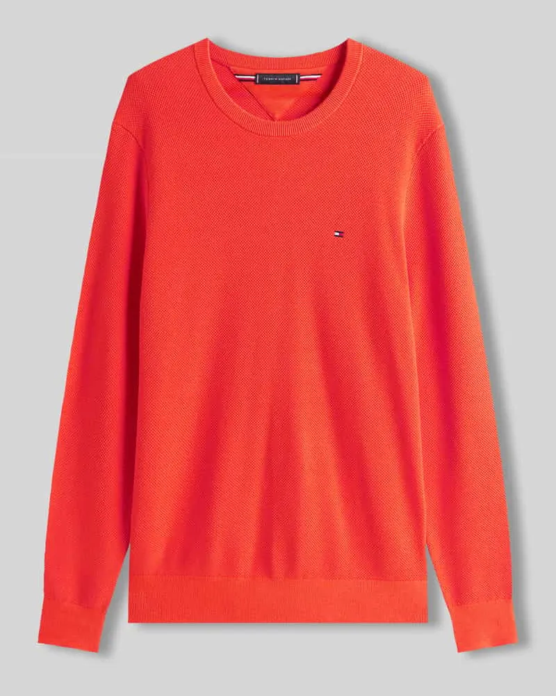Tommy Hilfiger Regular Fit Strickpullover aus reiner Baumwolle Orange