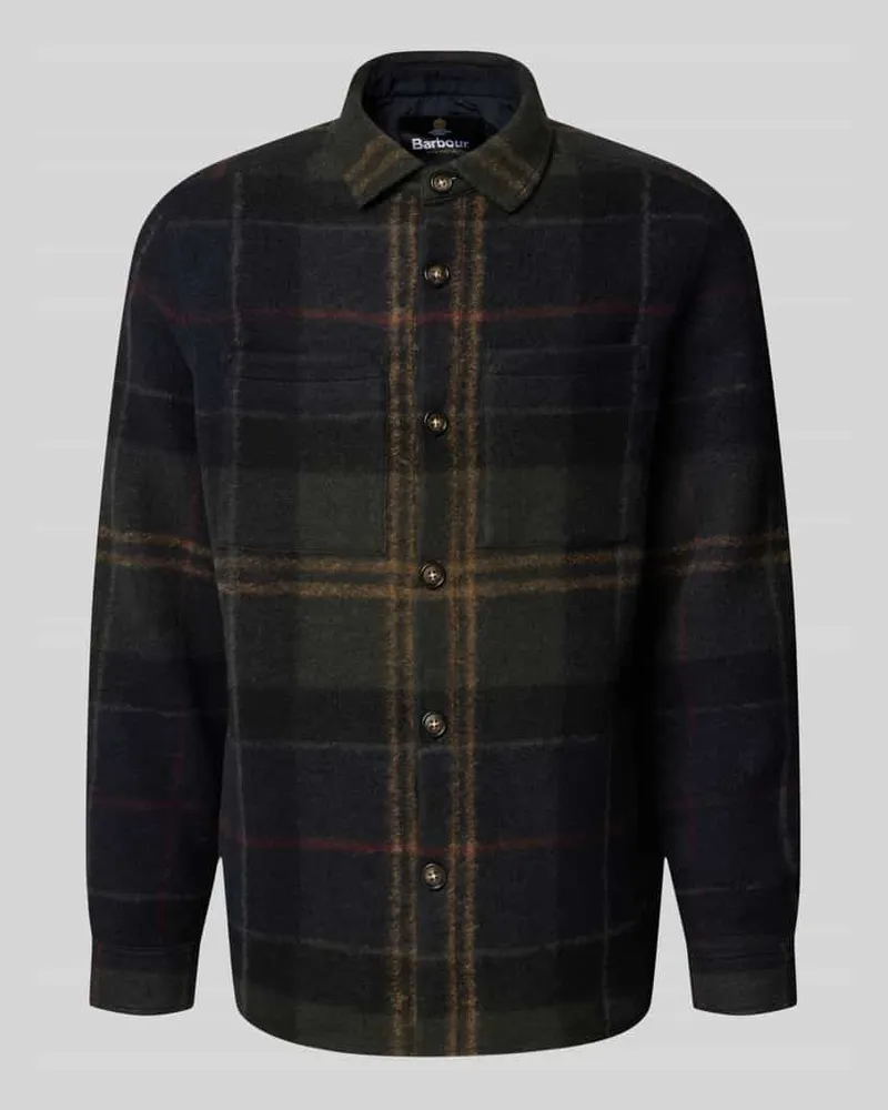 Barbour Regular Fit Hemdjacke aus Wollmix Oliv