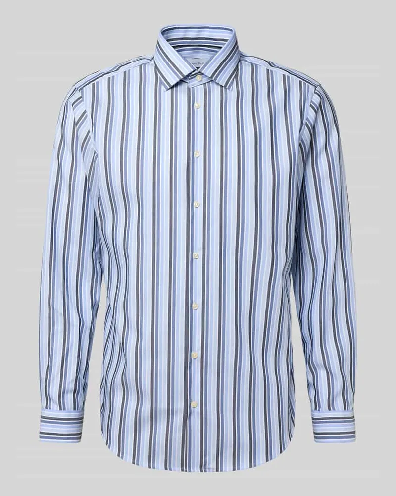 Christian Berg Regular Fit Business Hemd aus Baumwolle mit Kentkragen Bleu