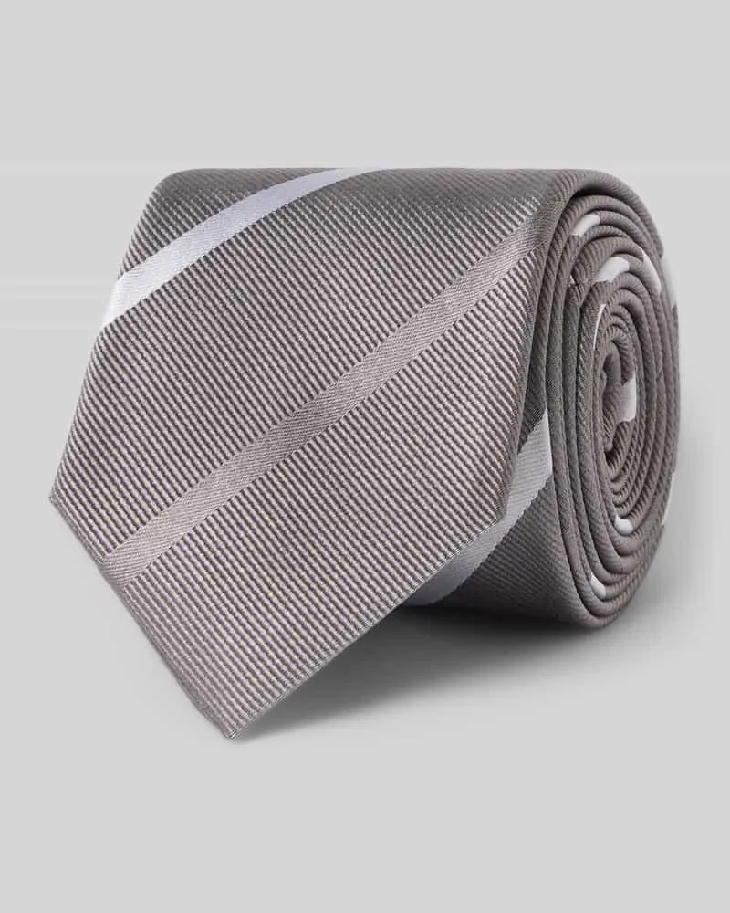 Olymp Seidenkrawatte aus reine Krawatte mit Logo-Patch (6,5 cm Mittelgrau