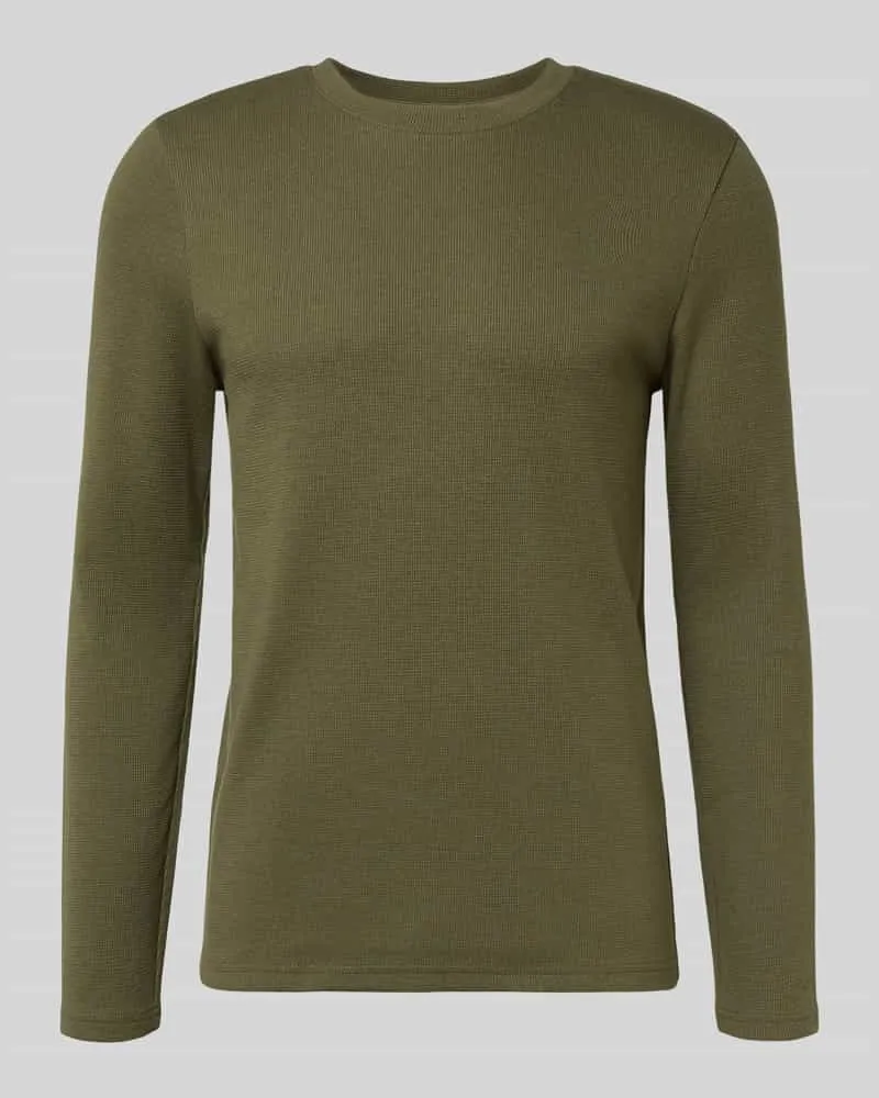McNeal Longsleeve mit Strukturmuster und Rundhalsausschnitt Khaki